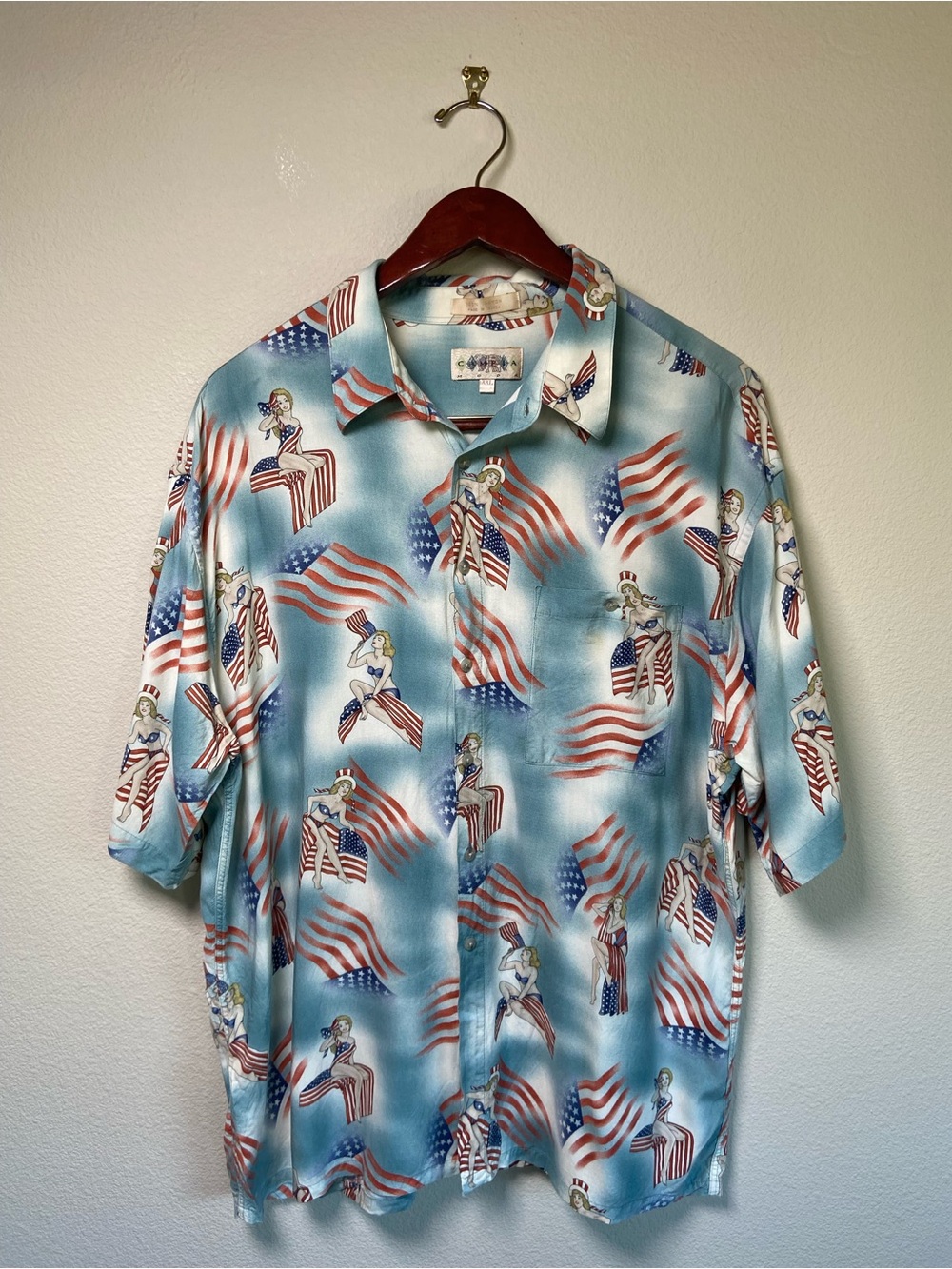Vintage Campia Fourth Of July American Flag Pinup Shirt